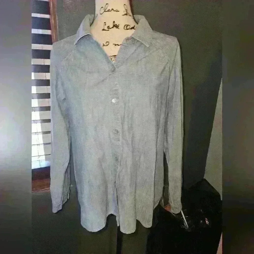 J. Jill Womans Long Sleeve Button Up Top